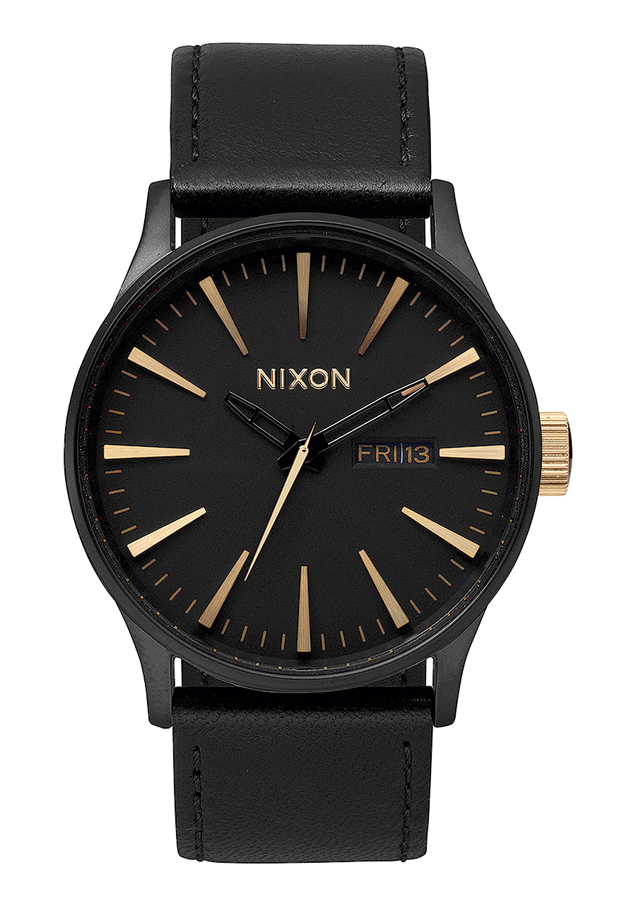 Sentry Leather Matte Black / Gold View 1