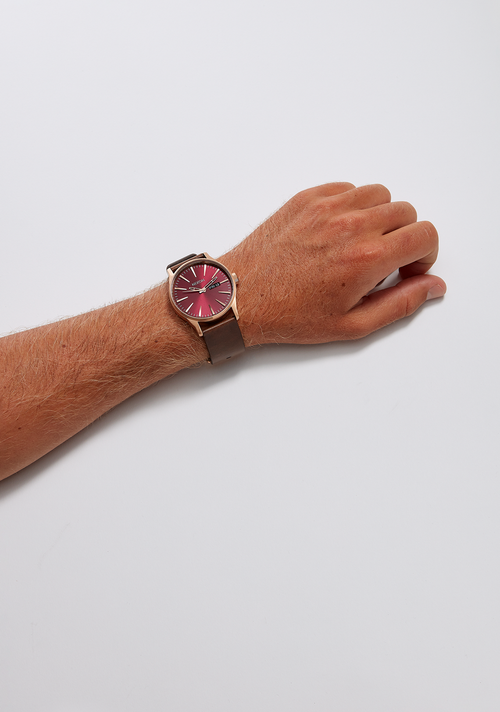 Sentry Leather Rose Gold / Gunmetal / Brown