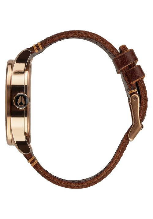 Sentry Leather Rose Gold / Gunmetal / Brown