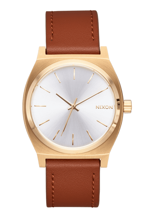 Time Teller Leather Light Gold / White Sunray