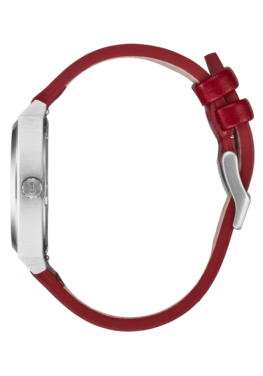 Time Teller Leather Silver / Egret / Cranberry View 3