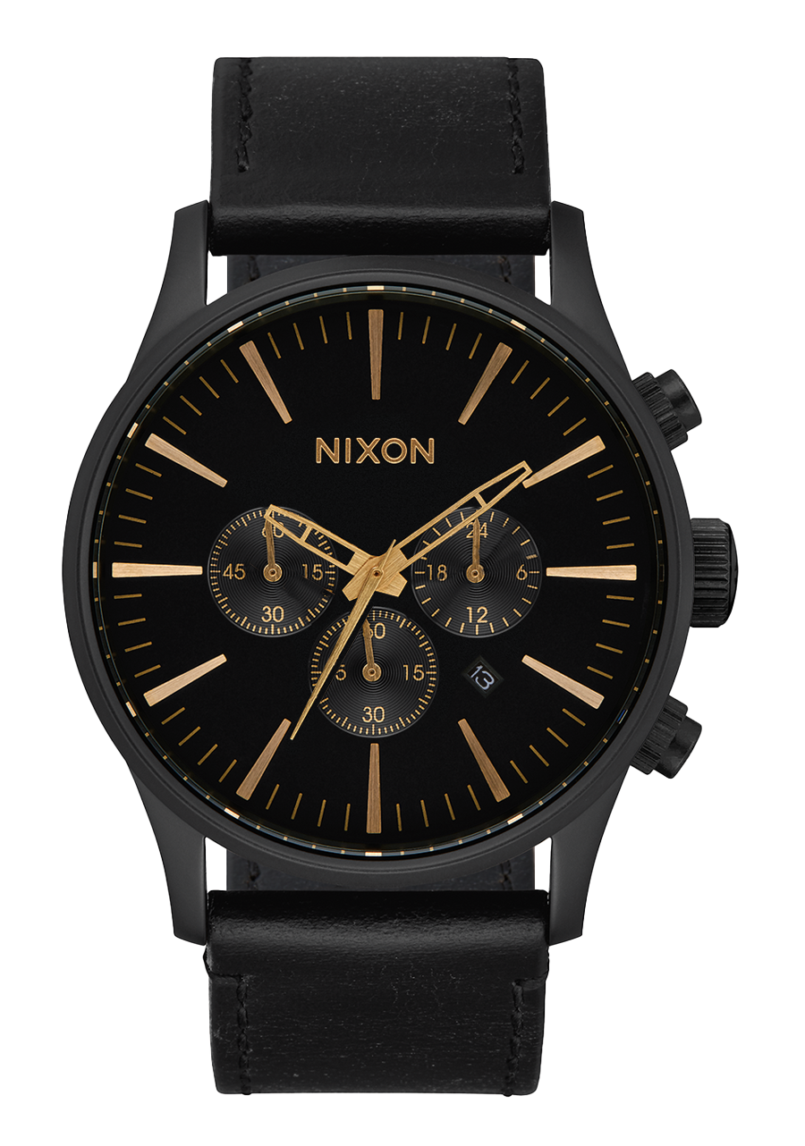 Sentry Chrono Leather Matte Black / Gold / Black View 1