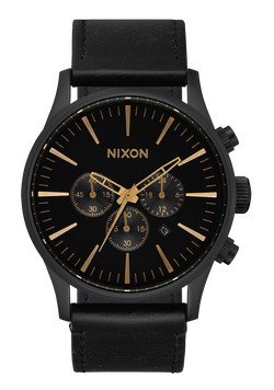 Sentry Chrono Leather Matte Black / Gold / Black