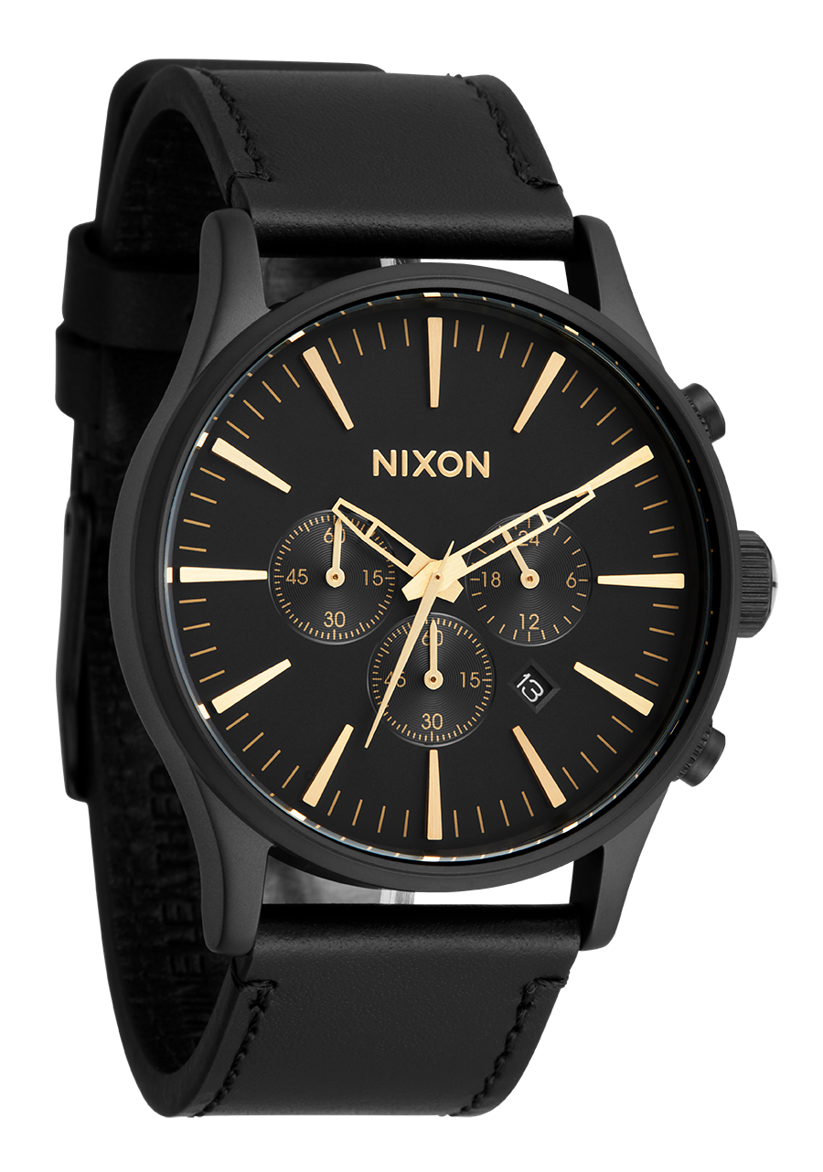 Sentry Chrono Leather Matte Black / Gold / Black View 2