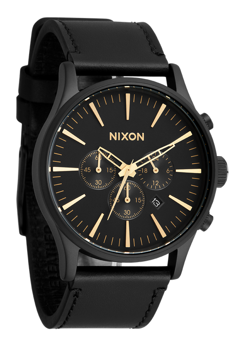 Sentry Chrono Leather Matte Black / Gold / Black