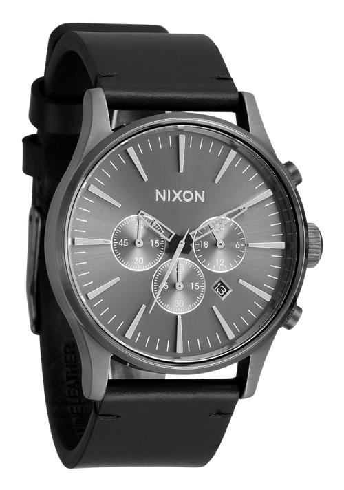 Sentry Chrono Leather All Gunmetal / Black