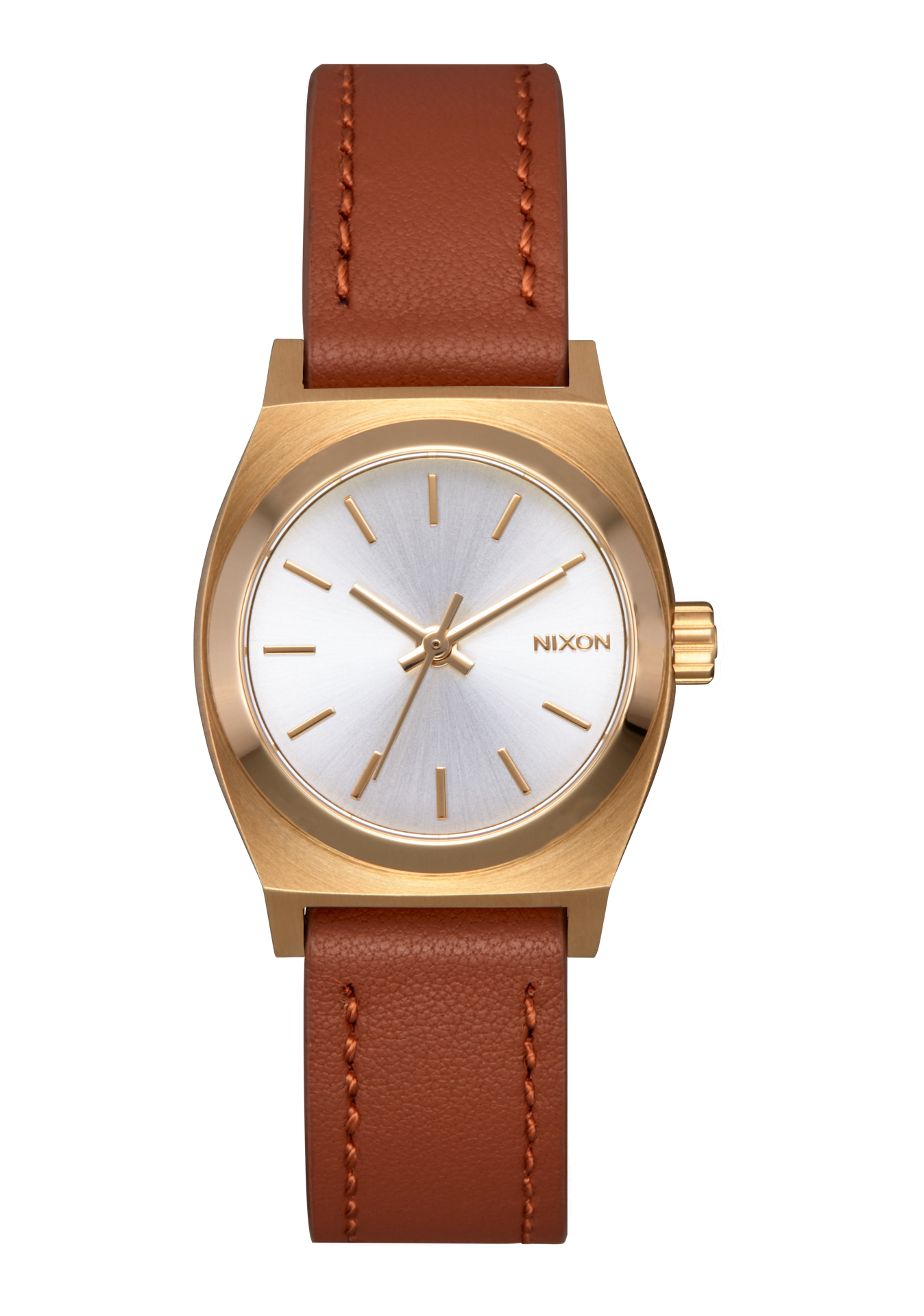 Small Time Teller Leather Light Gold / White Sunray View 1