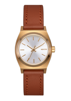 Small Time Teller Leather Light Gold / White Sunray