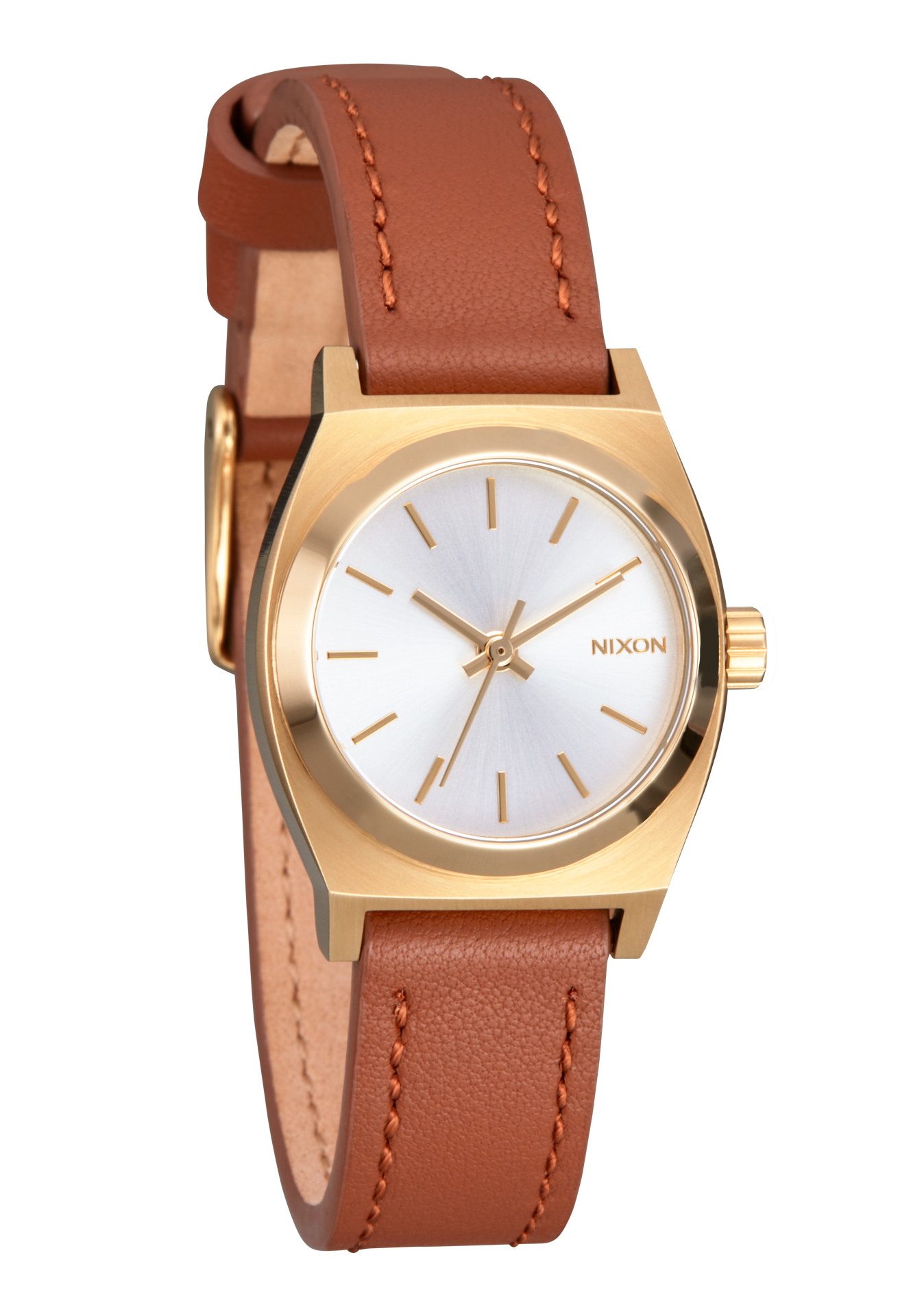 Small Time Teller Leather Light Gold / White Sunray View 2