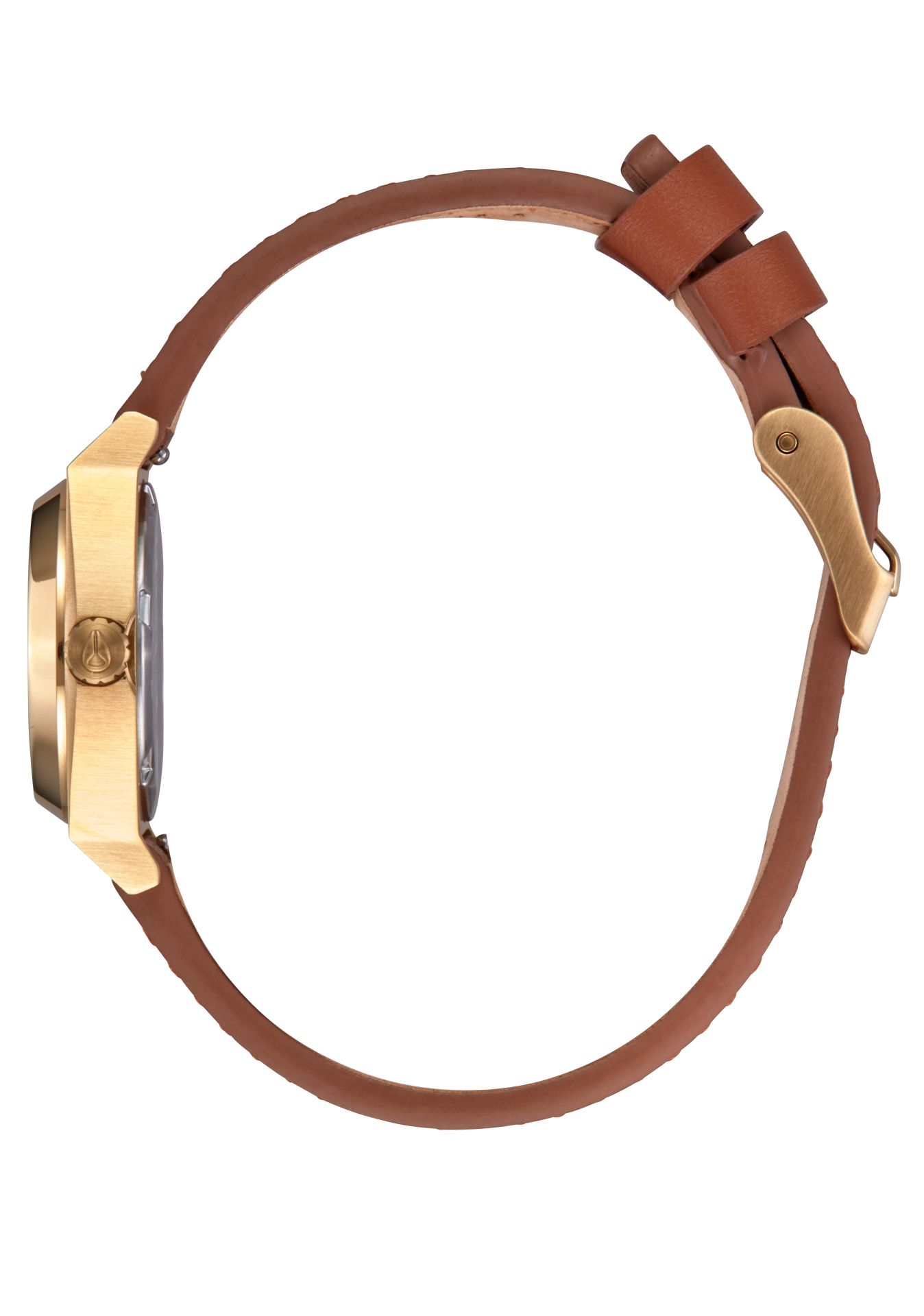 Small Time Teller Leather Light Gold / White Sunray View 3