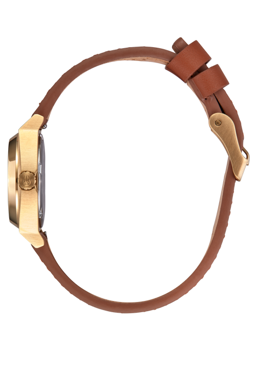 Small Time Teller Leather Light Gold / White Sunray