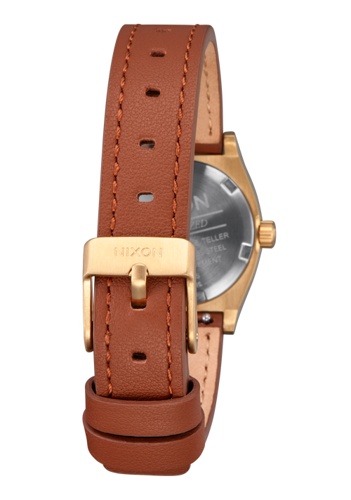 Small Time Teller Leather Light Gold / White Sunray