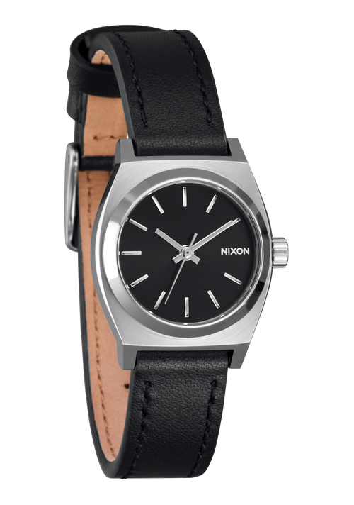 Small Time Teller Leather Silver / Black