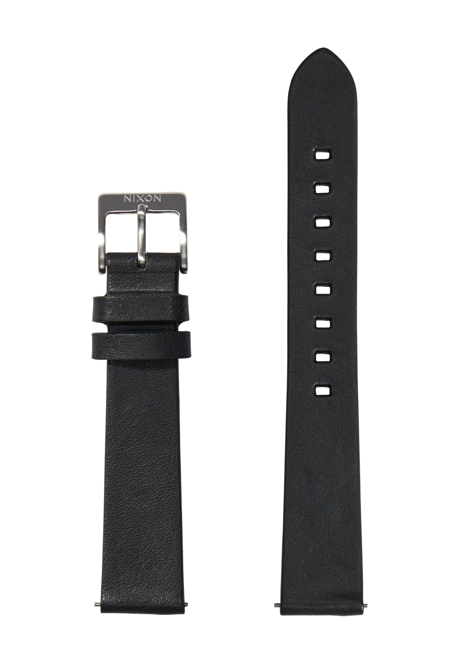 16mm Veg Tanned Leather Band Black View 1