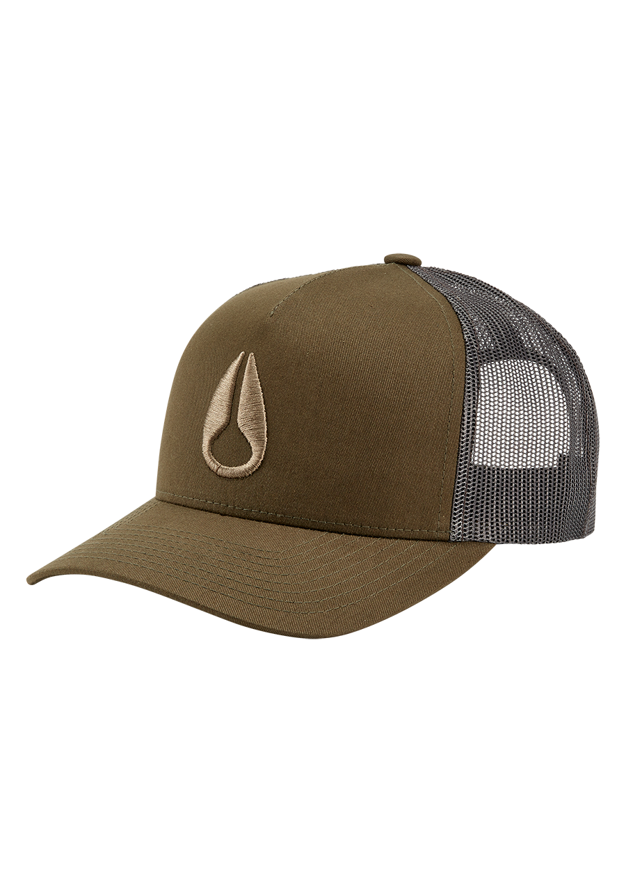 Iconed Trucker Hat Dark Olive View 1