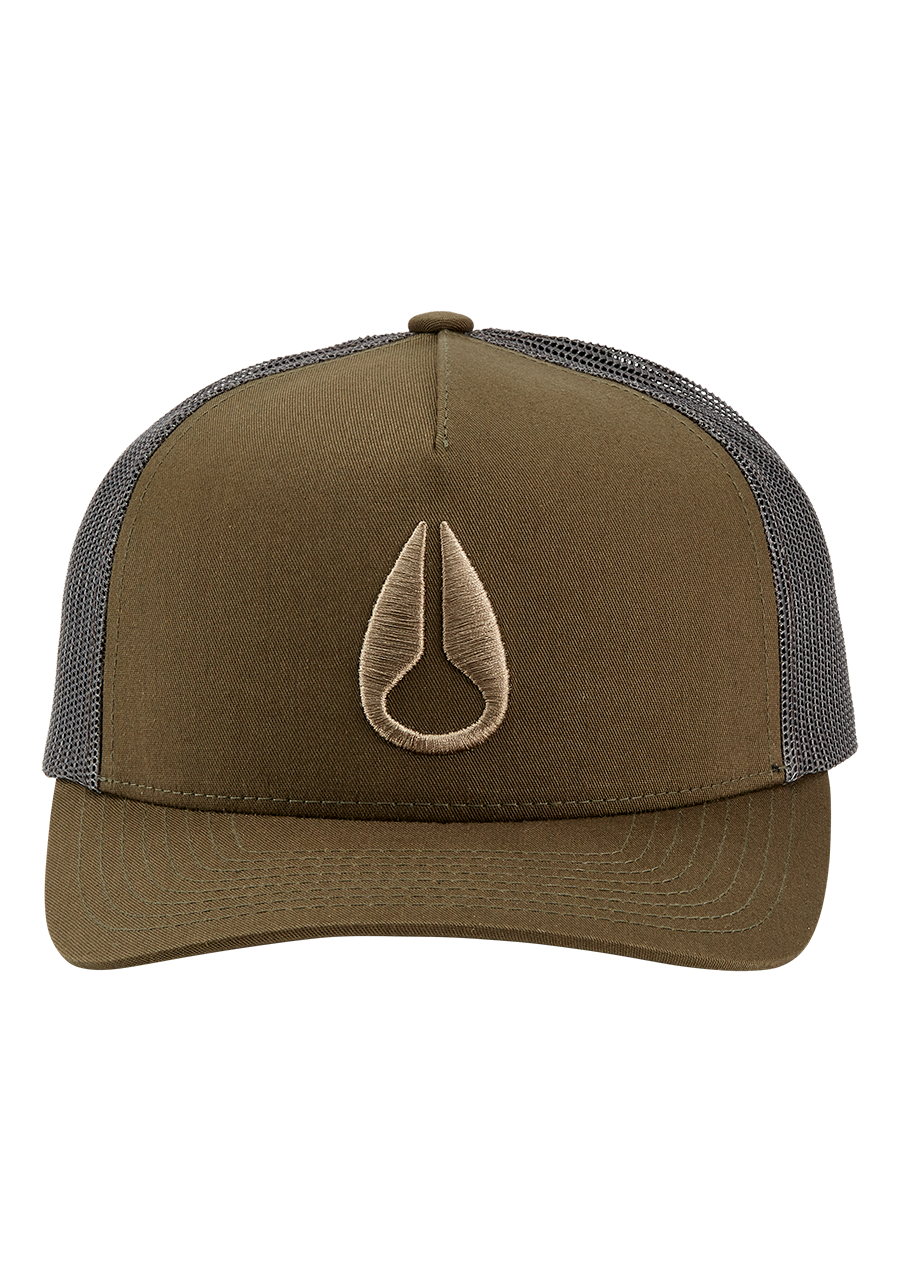 Iconed Trucker Hat Dark Olive View 3