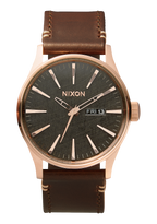 Sentry Leather Rose Gold / Gunmetal / Brown