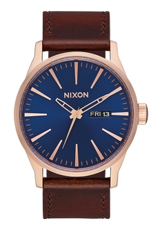 Sentry Leather Rose Gold Navy Brown