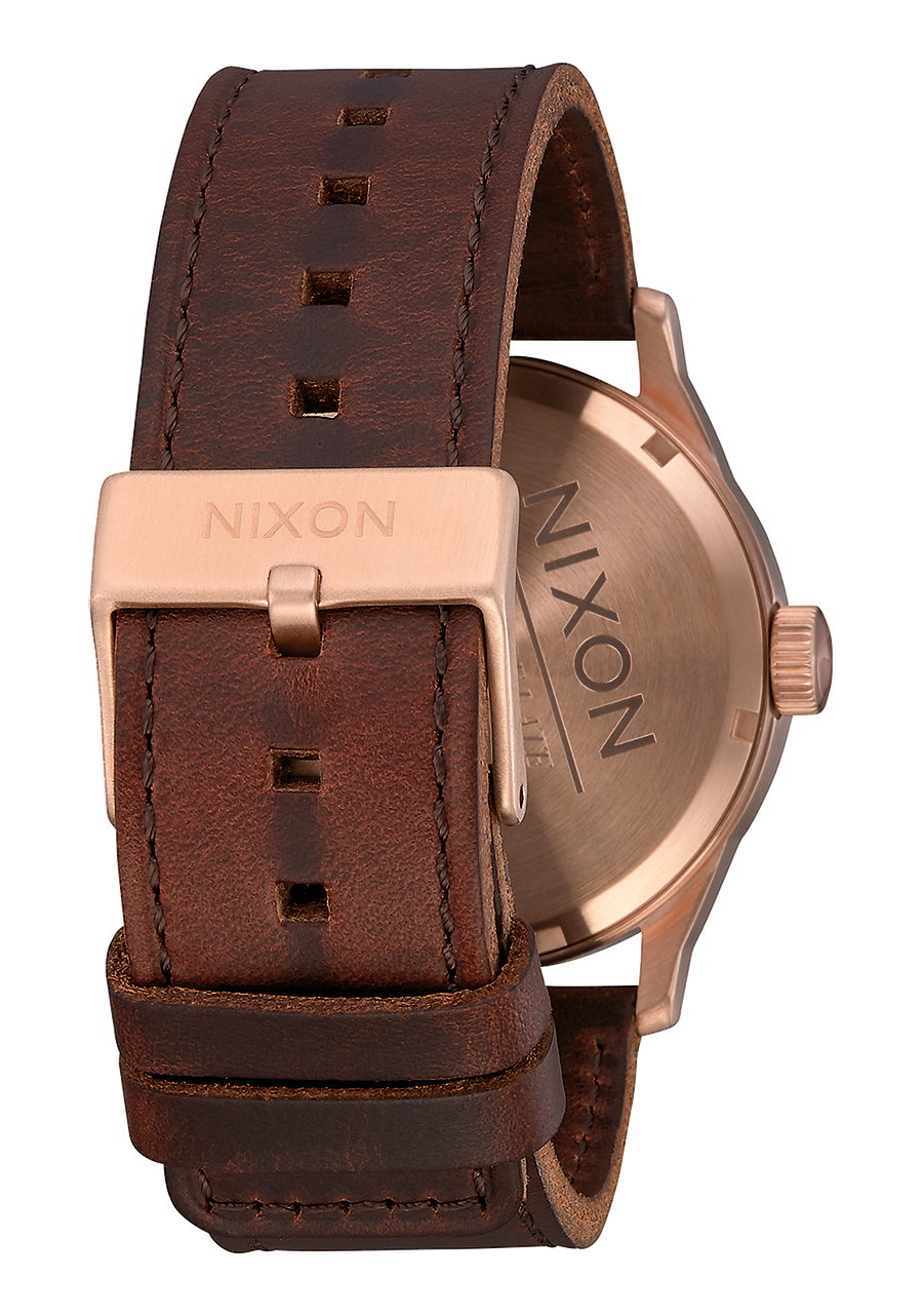 Sentry Leather Rose Gold Navy Brown View 3