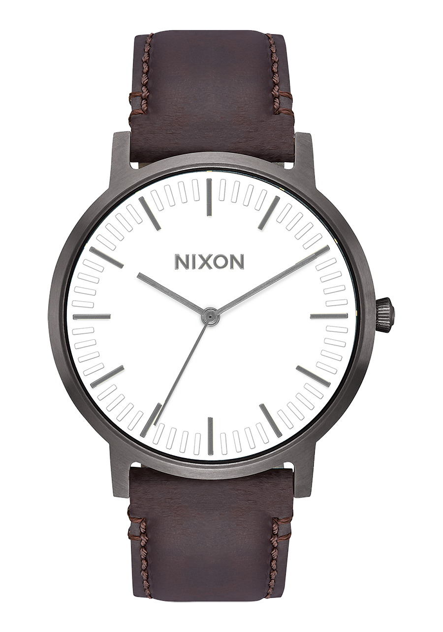 Porter Leather Gunmetal White Brown View 1