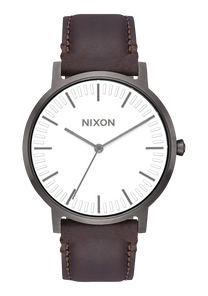 Porter Leather Gunmetal White Brown View 1