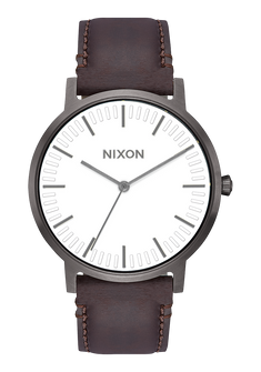 Porter Leather Gunmetal White Brown