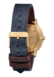 Porter Leather Navy Brown Black Gator View 3