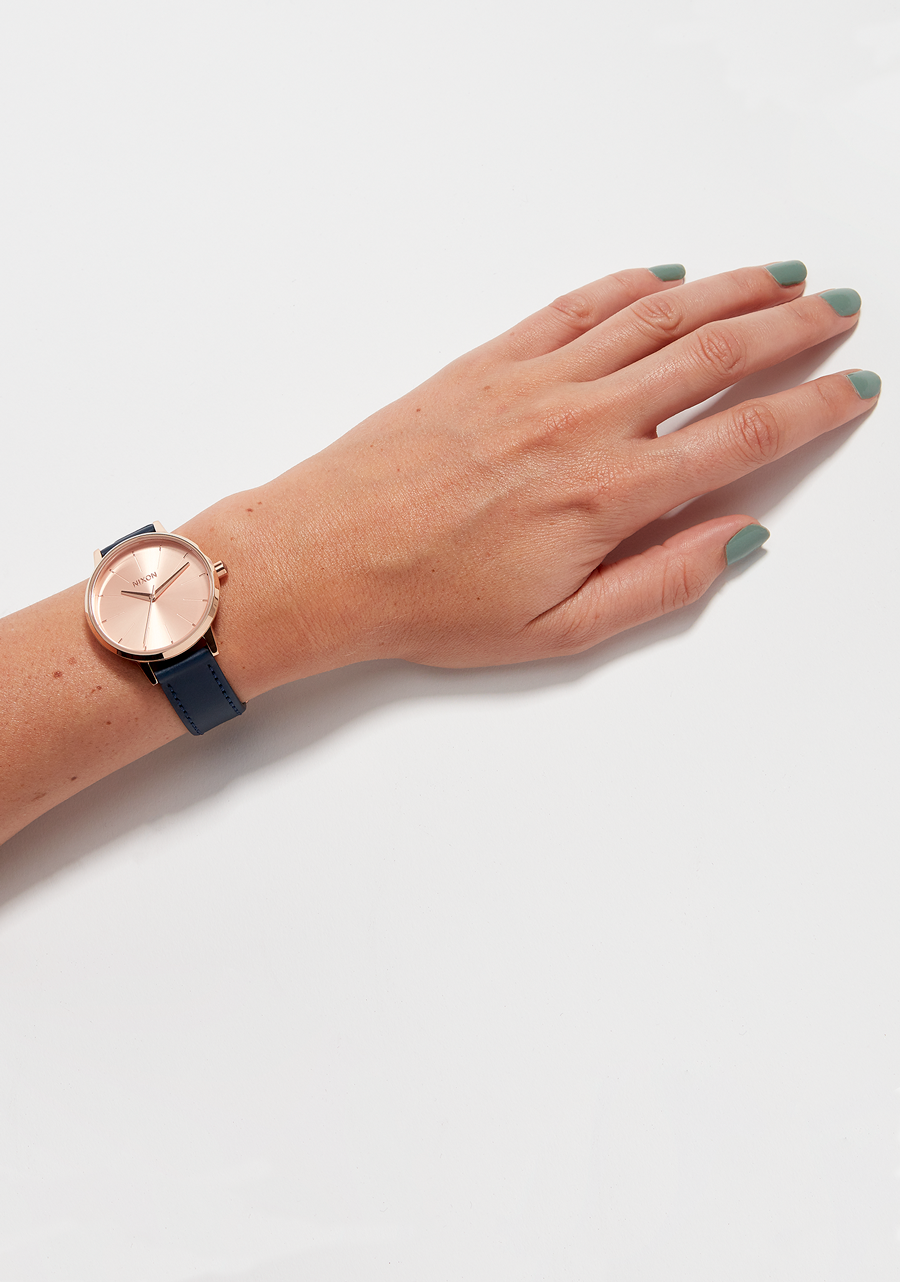 Kensington Leather Rose Gold Navy View 5