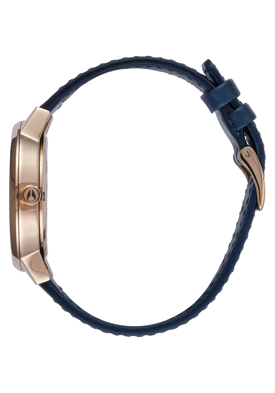 Kensington Leather Rose Gold Navy View 2