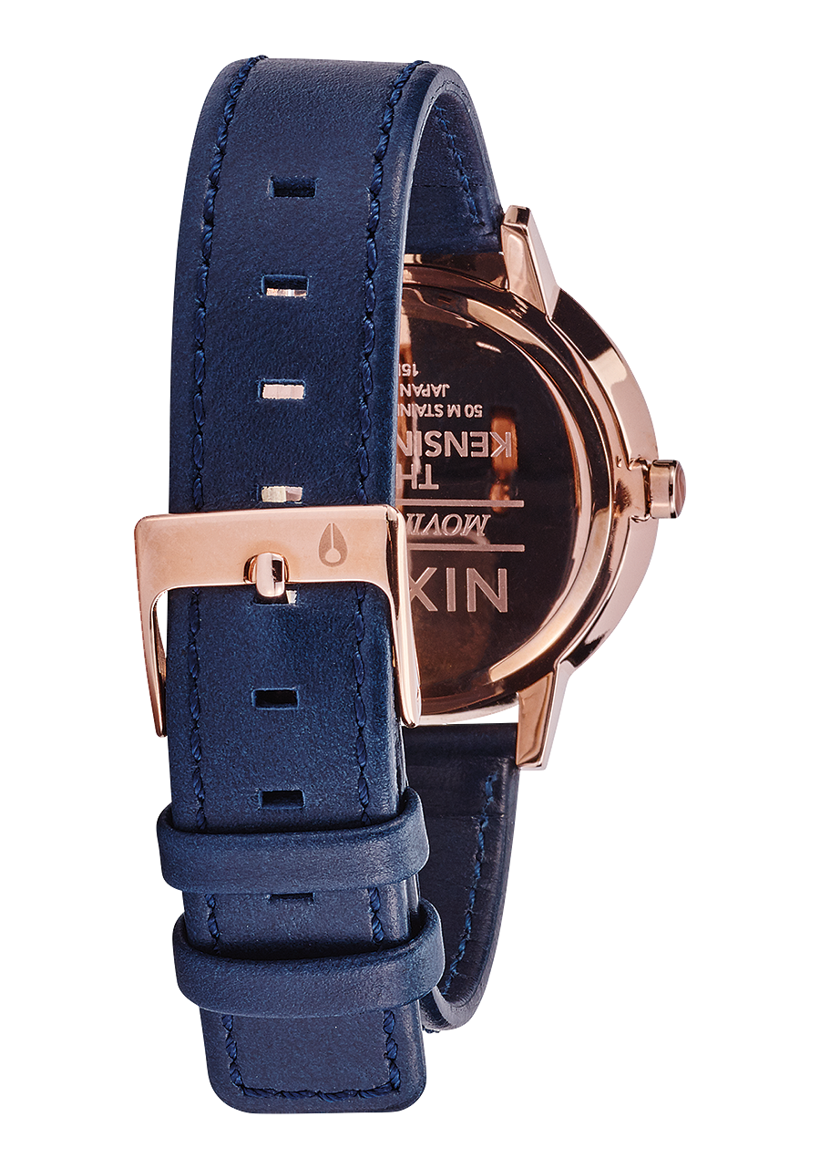 Kensington Leather Rose Gold Navy View 3