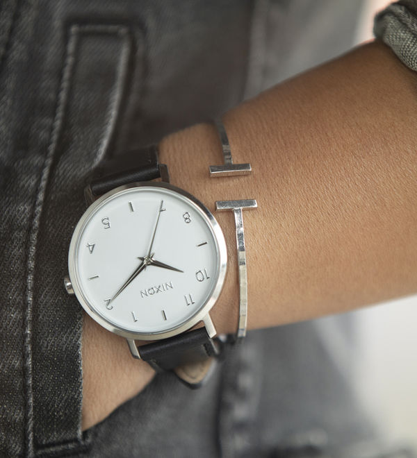 Arrow Leather Silver White Black