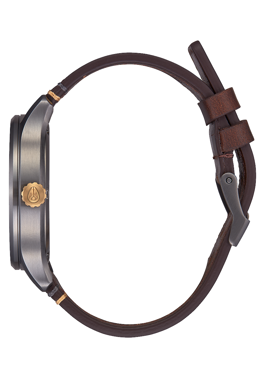 Patrol Leather Gunmetal Gold Dark Brown View 2