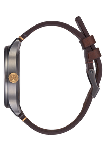 Patrol Leather Gunmetal Gold Dark Brown View 2