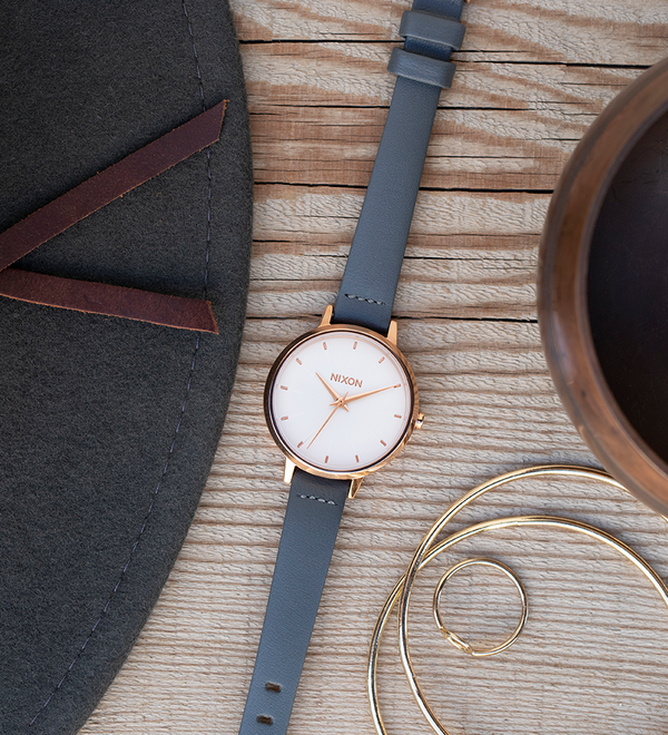 Medium Kensington Leather Rose Gold Gray