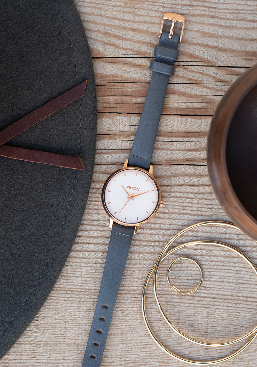 Medium Kensington Leather Rose Gold Gray