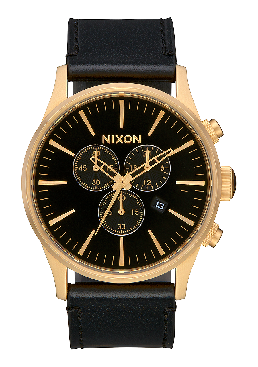 Sentry Chrono Leather Gold Black Black V1 View 1