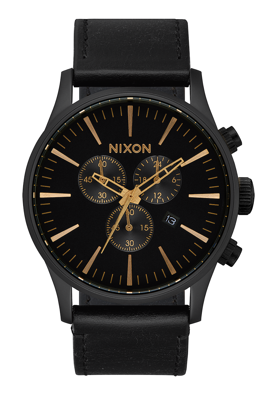 Sentry Chrono Leather V1 Matte Black / Gold / Black View 1