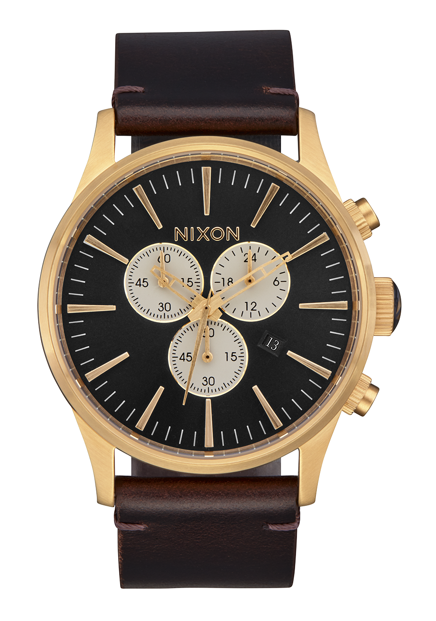 Sentry Chrono Leather V1 Gold / Indigo / Brown View 1