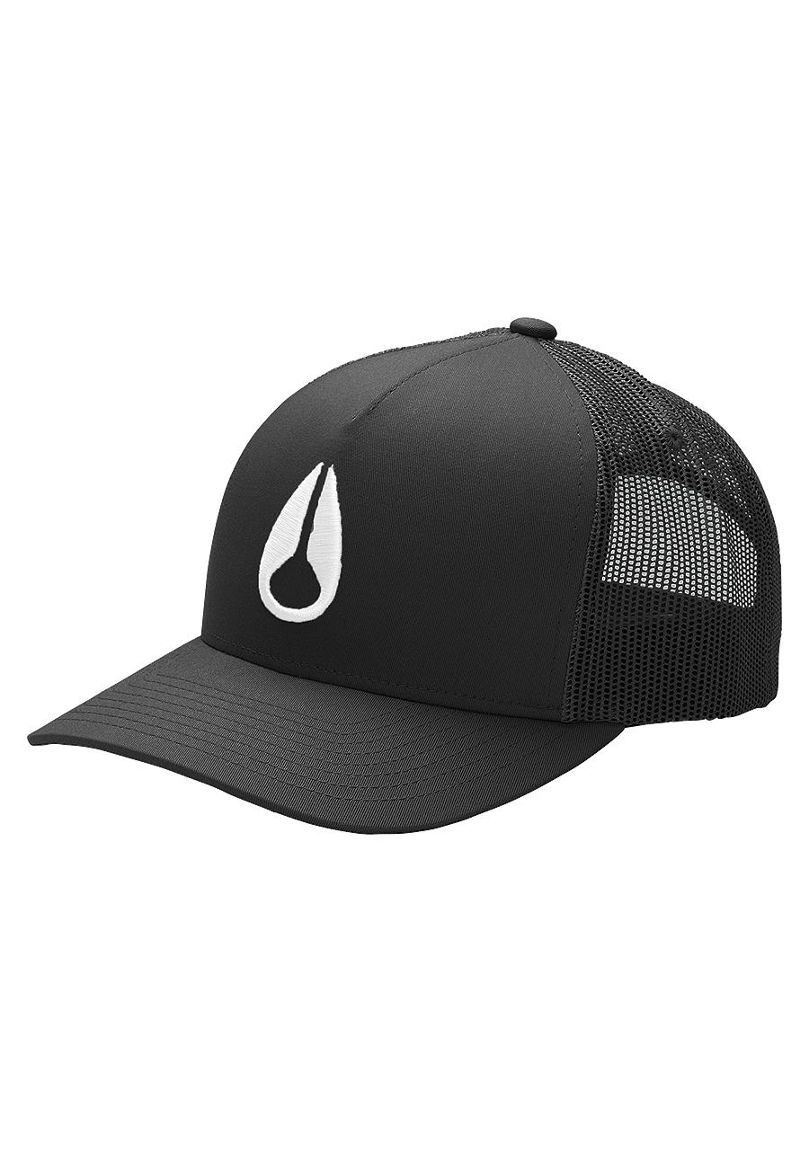 Iconed Trucker Hat Black White View 1