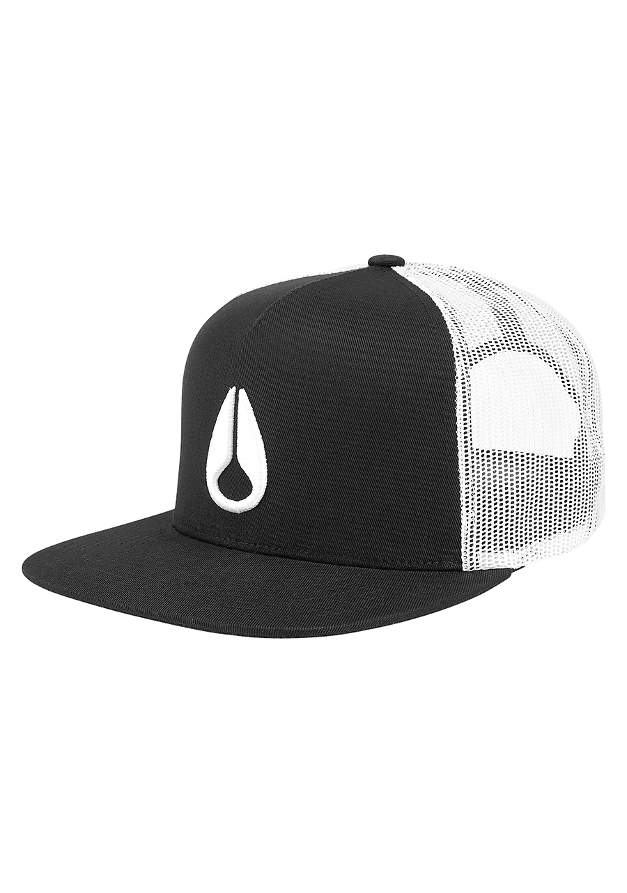 Deep Down Trucker Hat Black White Black View 1