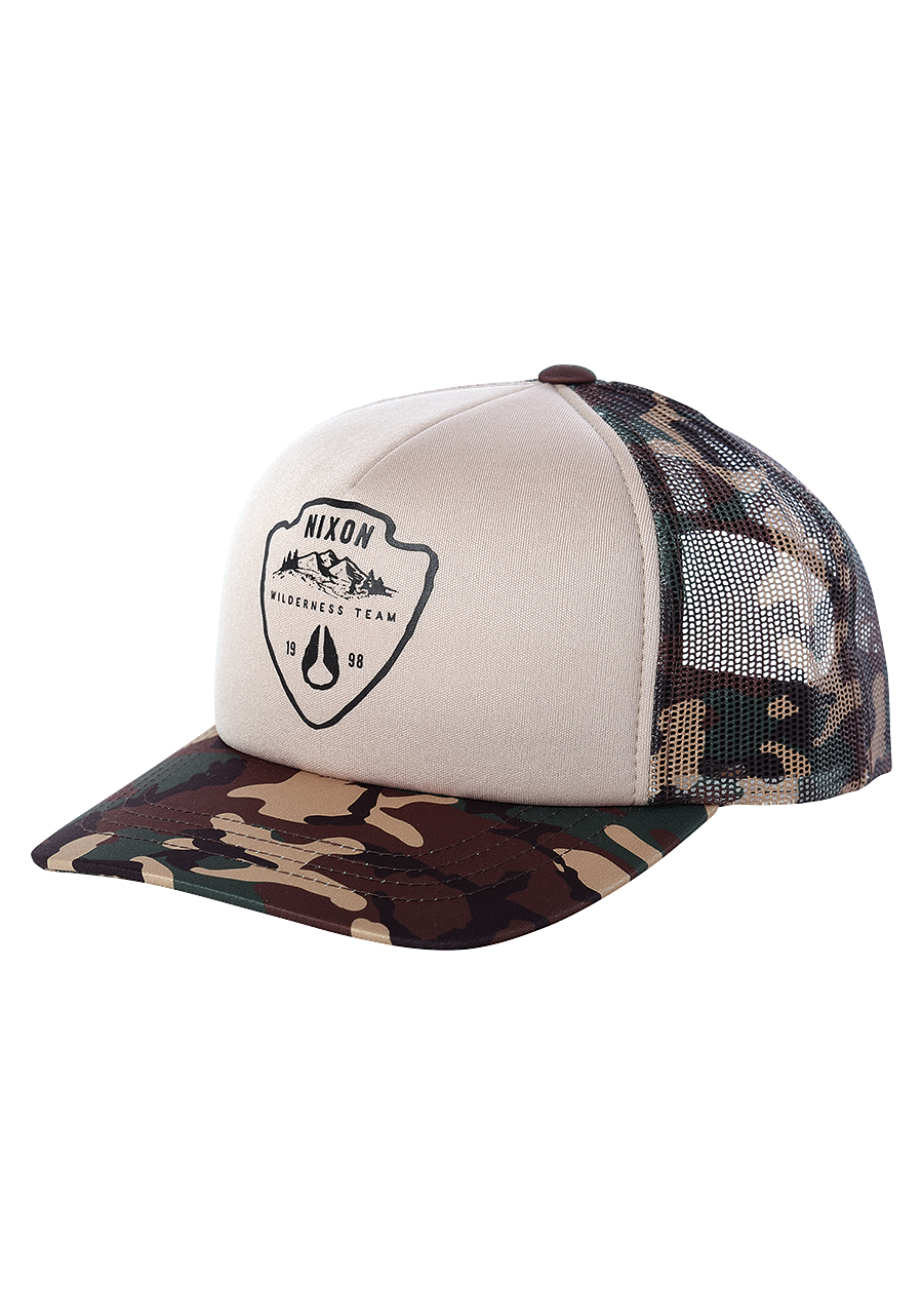 Good Times Trucker Hat Woodland Camo View 1