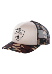 Good Times Trucker Hat Woodland Camo View 1