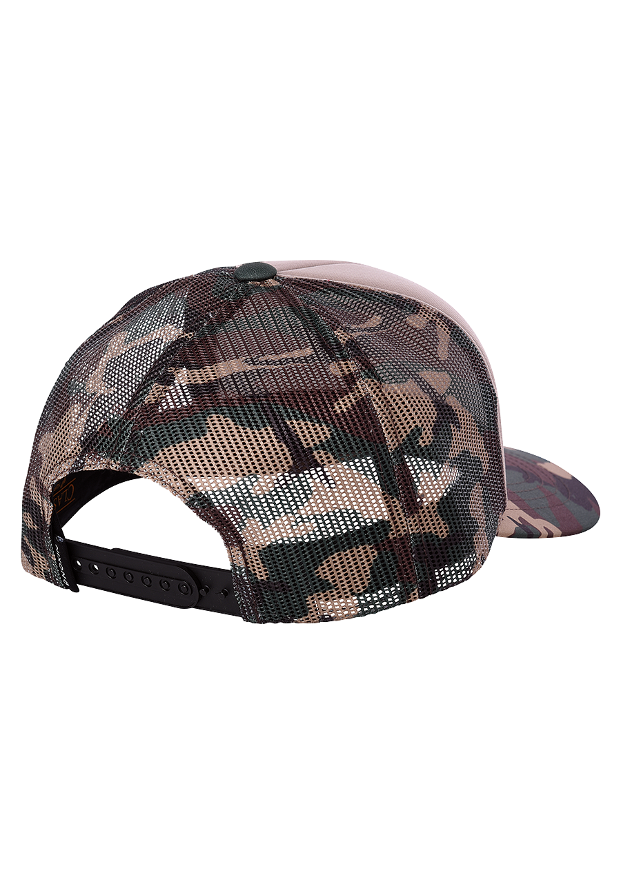 Good Times Trucker Hat Woodland Camo View 2