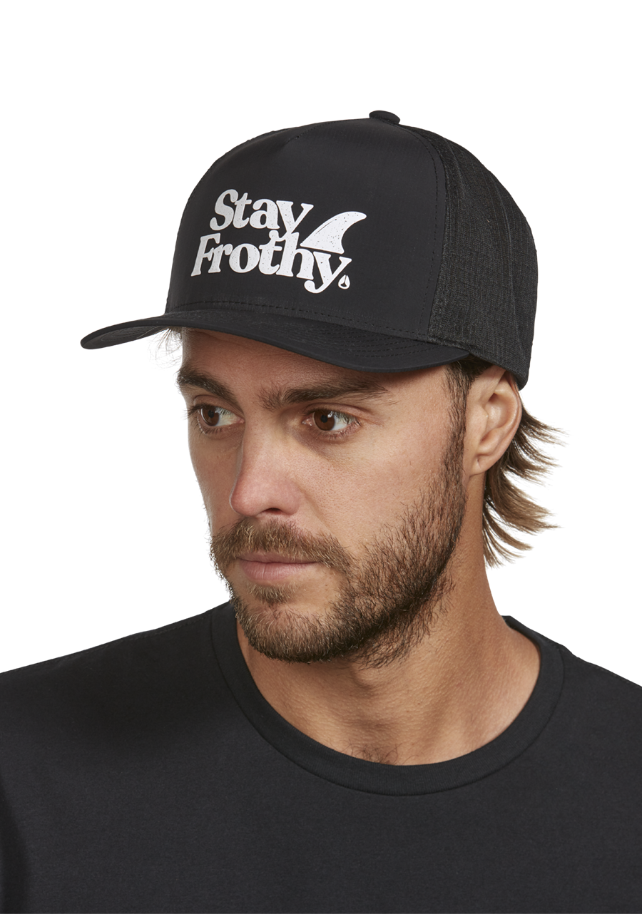 Frothy Snapback Hat Black White View 6