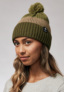 Schrader Pom Beanie Olive Multi View 5