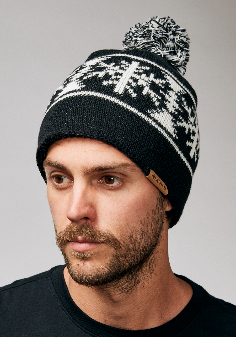 Meister Wool Pom Beanie Black / White View 3
