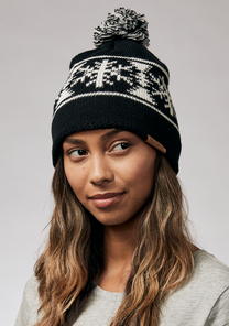 Meister Wool Pom Beanie Black / White View 5