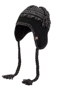 Bennett Earflap Beanie Black Gray View 1