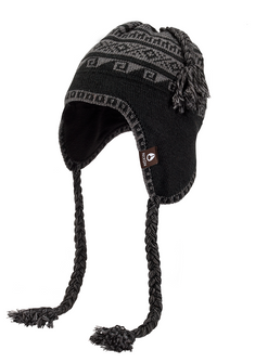 Bennett Earflap Beanie Black Gray